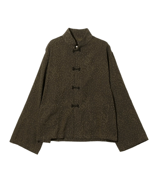 China Shirt - Olive - Abstract Jacquard