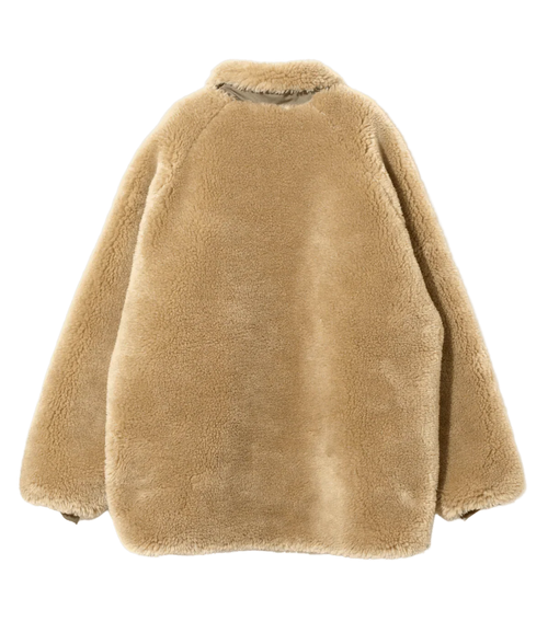Faux Fur Jacket - Beige - Acrylic Pile