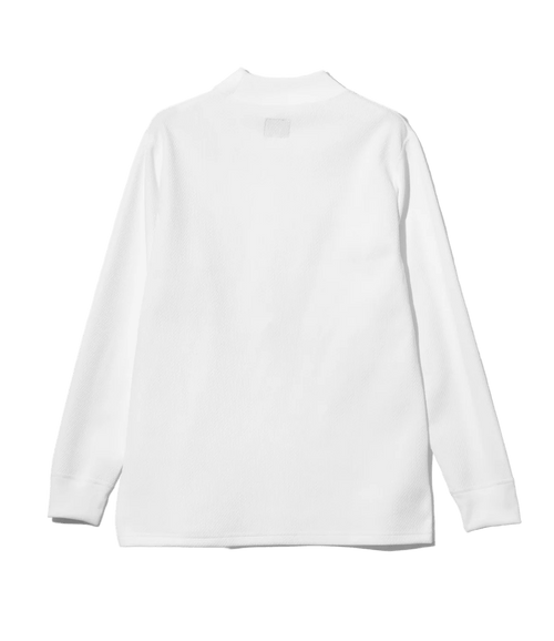 L/S Mock Neck Tee - White - Poly Waffle Jersey