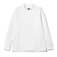 L/S Mock Neck Tee - White - Poly Waffle Jersey