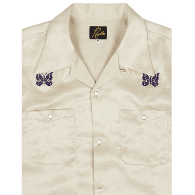Needles Cowboy One - Up Poly Slub Sateen S/S Shirt - Beige - Needles Official Store | Track Pants Jackets and Collections