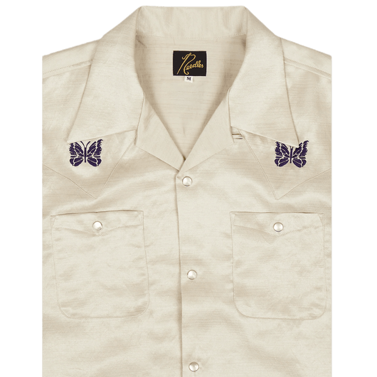 Needles Cowboy One - Up Poly Slub Sateen S/S Shirt - Beige - Needles Official Store | Track Pants Jackets and Collections