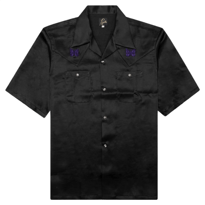 Needles Cowboy One - Up Poly Slub Sateen S/S Shirt - Black - Needles Official Store | Track Pants Jackets and Collections