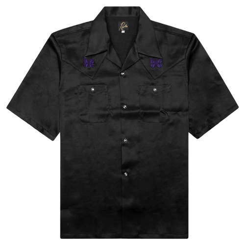 Needles Cowboy One-Up Poly Slub Sateen S/S Shirt - Black