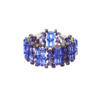Needles x Tie A Knot - Crystal Beads Double Row Ring - Blue x Purple