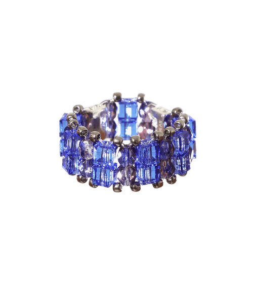 Needles x Tie A Knot - Crystal Beads Double Row Ring - Blue x Purple