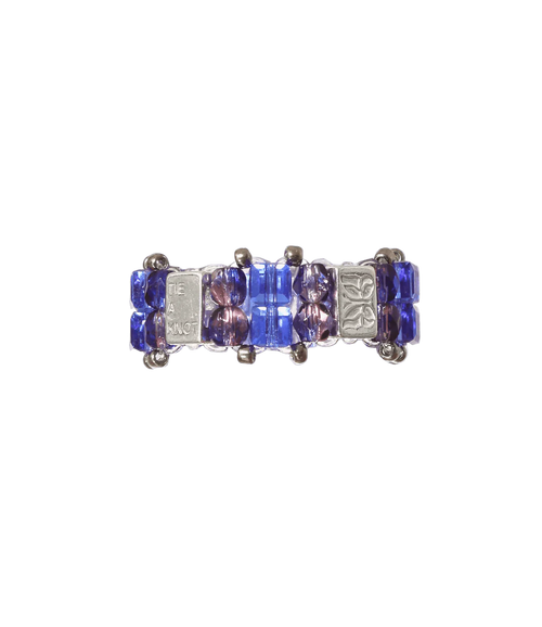 Needles x Tie A Knot - Crystal Beads Double Row Ring - Blue x Purple