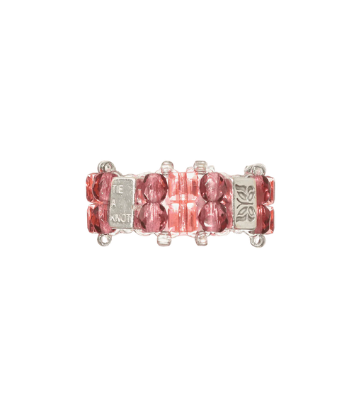 Needles x Tie A Knot - Crystal Beads Double Row Ring - Pink x Purple