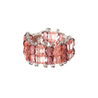 Needles x Tie A Knot - Crystal Beads Double Row Ring - Pink x Purple