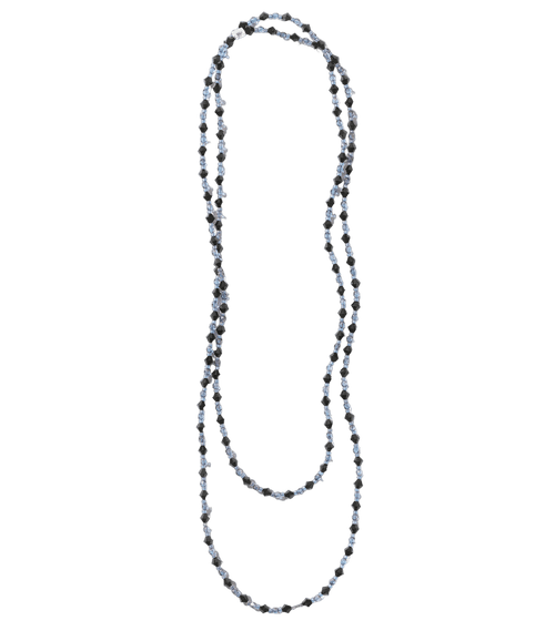 Needles x Tie A Knot - Crystal Beads Long Necklace - Black x Purple