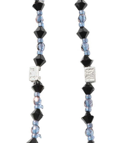 Needles x Tie A Knot - Crystal Beads Long Necklace - Black x Purple