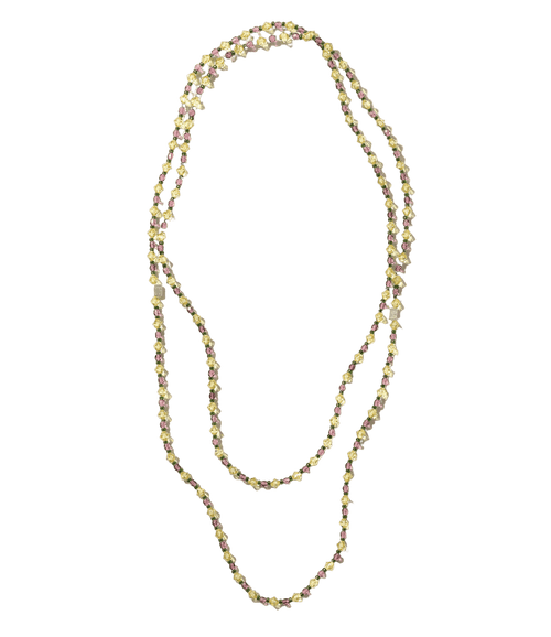 Needles x Tie A Knot - Crystal Beads Long Necklace - Yellow x Purple