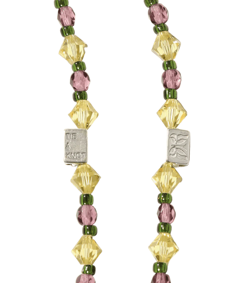 Needles x Tie A Knot - Crystal Beads Long Necklace - Yellow x Purple