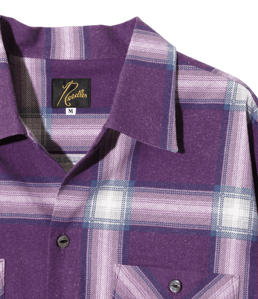One-Up Shirt - Purple - Printed Flannel / Plaid - Needles Official Store | Track Pants Jackets and Collections