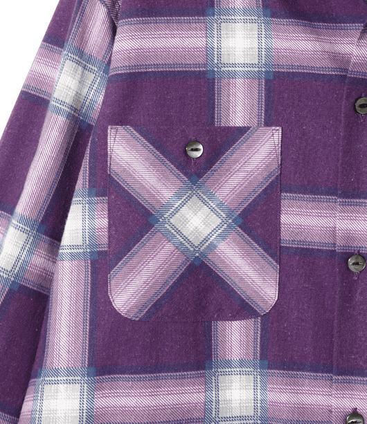 One-Up Shirt - Purple - Printed Flannel / Plaid - Needles Official Store | Track Pants Jackets and Collections