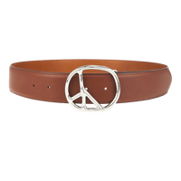 Peace Buckle Belt - Brown - Steer Lthr