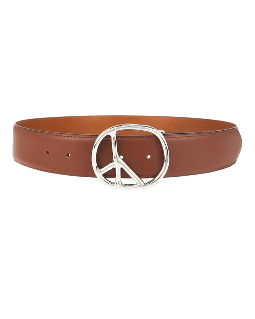 Peace Buckle Belt - Brown - Steer Lthr