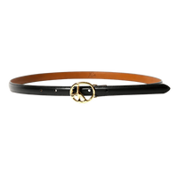 Peace Buckle Narrow Belt - Black - Steer Lthr