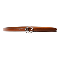Peace Buckle Narrow Belt - Brown - Steer Lthr