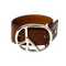 Peace Buckle Narrow Bracelet - Brown - Steer Lthr