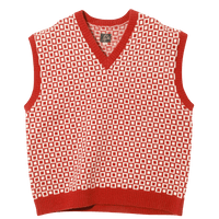 Shetland Knit Vest - Red - Plaid